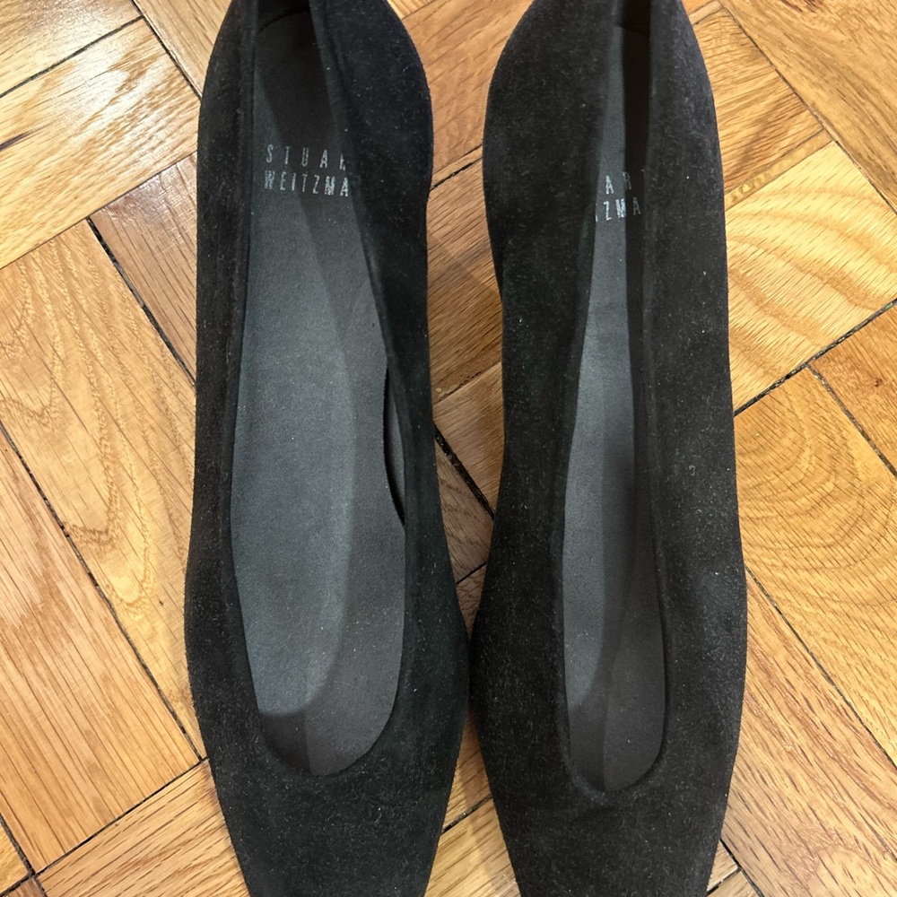Stuart Weitzman Black Flats Minimalist Design